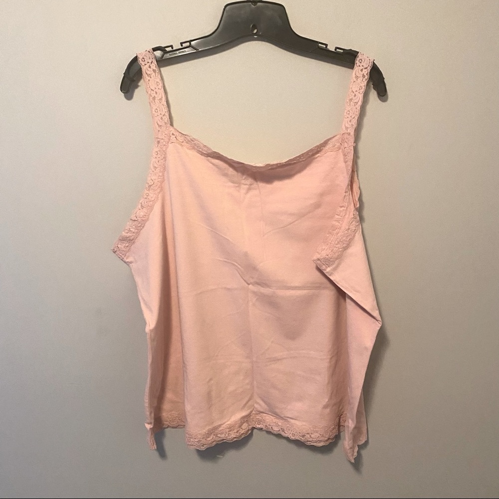 Light pink stretch cotton tank top with lace trim 22/24